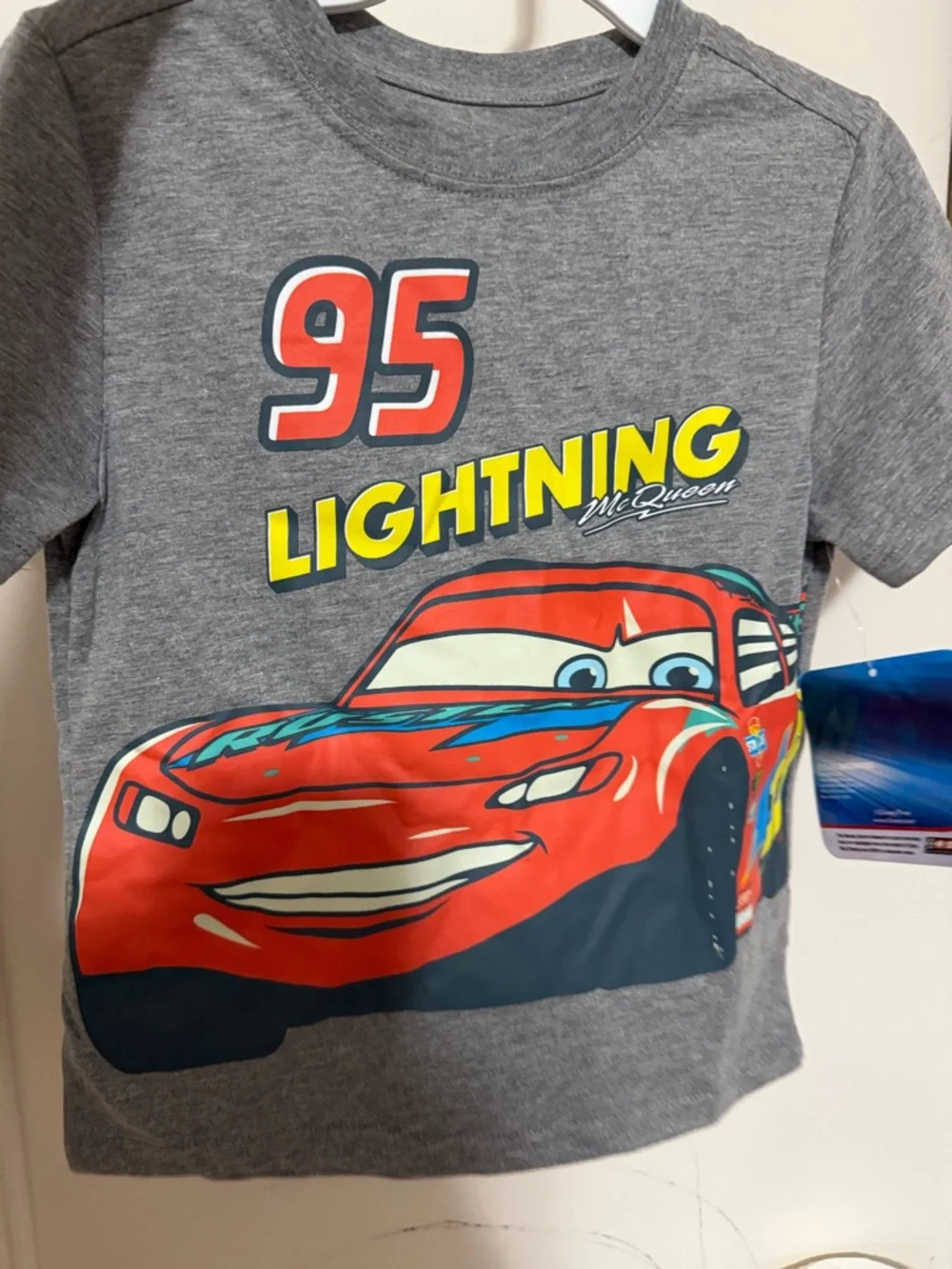 Disney Gray T-Shirt with Red Lightning McQueen Graphic